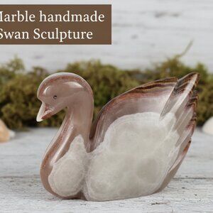 Marble Animal Figurine Swan Collectible Desk Mantel Decorative Christmas Gift